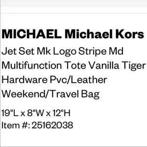 Michael Kors Bags Michael Kors Jet Set Logo Tigerzebra Stripe